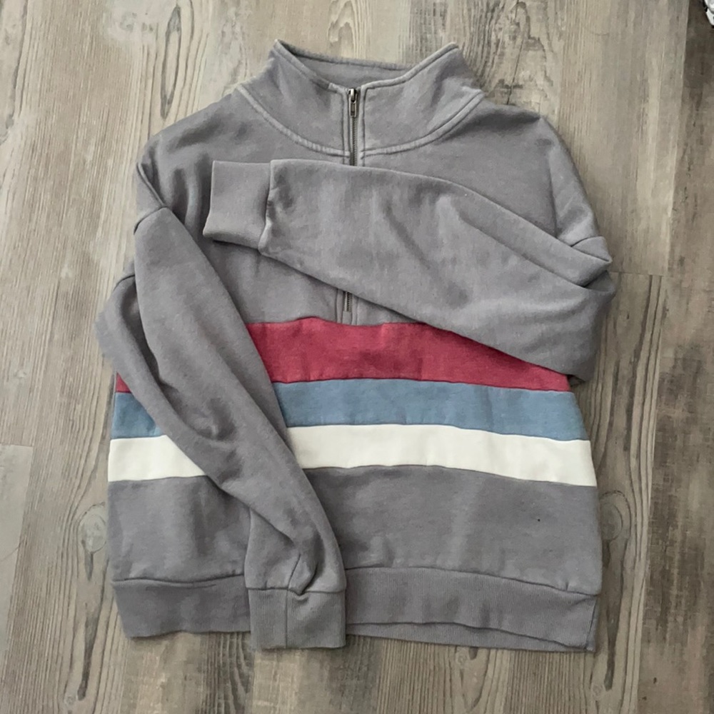 striped quarter zip sweatshirt